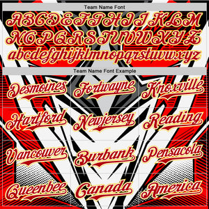 Custom White Red Black-Yellow 3D Pattern Design Burner Costumes Cyber Punk Authentic Baseball Jersey