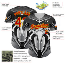 Charger l&#39;image dans la galerie, Custom Black Red-Yellow 3D Pattern Design Burner Costumes Mecha Authentic Baseball Jersey
