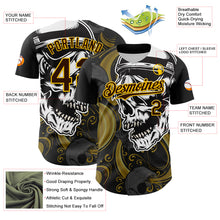 Загрузить изображение в средство просмотра галереи, Custom Black Brown Yellow-White 3D Pattern Design Burner Costumes Skull Authentic Baseball Jersey
