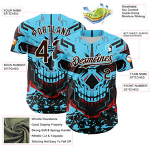 Загрузить изображение в средство просмотра галереи, Custom Blue Brown-White 3D Pattern Design Burner Costumes Cyber Skull Authentic Baseball Jersey
