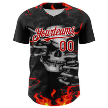 Загрузить изображение в средство просмотра галереи, Custom Black Red-White 3D Pattern Design Burner Costumes Hellfire Skull Authentic Baseball Jersey
