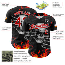 Загрузить изображение в средство просмотра галереи, Custom Black Red-White 3D Pattern Design Burner Costumes Hellfire Skull Authentic Baseball Jersey
