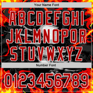 Custom Black Red-White 3D Pattern Design Burner Costumes Hellfire Skull Authentic Baseball Jersey