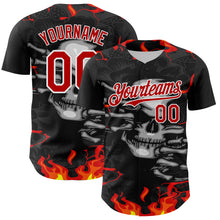 Загрузить изображение в средство просмотра галереи, Custom Black Red-White 3D Pattern Design Burner Costumes Hellfire Skull Authentic Baseball Jersey
