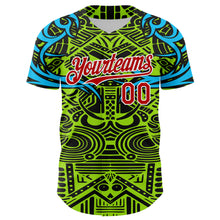 Load image into Gallery viewer, Custom Green Red Blue Black-White 3D Pattern Design Burner Costumes Tribal Authentic Baseball Jersey
