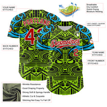Load image into Gallery viewer, Custom Green Red Blue Black-White 3D Pattern Design Burner Costumes Tribal Authentic Baseball Jersey
