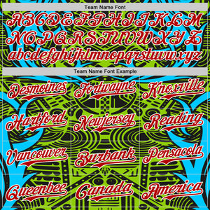 Custom Green Red Blue Black-White 3D Pattern Design Burner Costumes Tribal Authentic Baseball Jersey