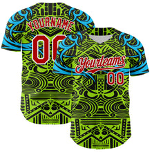 Load image into Gallery viewer, Custom Green Red Blue Black-White 3D Pattern Design Burner Costumes Tribal Authentic Baseball Jersey
