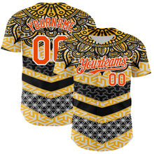 Load image into Gallery viewer, Custom Yellow Orange Black-White 3D Pattern Design Burner Costumes Tribal Authentic Baseball Jersey
