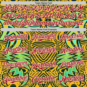 Custom Gold Red Black Green-White 3D Pattern Design Burner Costumes Tribal Authentic Baseball Jersey