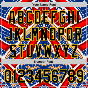 Custom Blue Black Red-Yellow 3D Pattern Design Burner Costumes Tribal Authentic Baseball Jersey