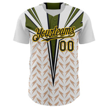 Charger l&#39;image dans la galerie, Custom White Black-Yellow 3D Pattern Design Burner Costumes Lightning Authentic Baseball Jersey

