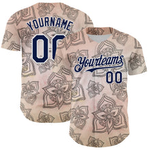 Load image into Gallery viewer, Custom Cream Navy-White 3D Pattern Design Burner Costumes Paisley Bandana Authentic Baseball Jersey
