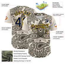 Load image into Gallery viewer, Custom Cream Navy-Yellow 3D Pattern Design Burner Costumes Paisley Bandana Authentic Baseball Jersey
