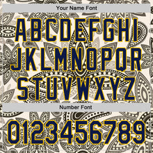 Load image into Gallery viewer, Custom Cream Navy-Yellow 3D Pattern Design Burner Costumes Paisley Bandana Authentic Baseball Jersey
