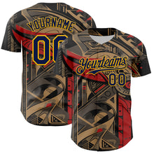 Charger l&#39;image dans la galerie, Custom Black Navy-Yellow 3D Pattern Design Burner Costumes Abstract Shape Authentic Baseball Jersey
