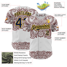 Load image into Gallery viewer, Custom White Navy Red-Yellow 3D Pattern Design Burner Costumes Paisley Bandana Authentic Baseball Jersey
