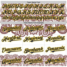 Load image into Gallery viewer, Custom White Navy Red-Yellow 3D Pattern Design Burner Costumes Paisley Bandana Authentic Baseball Jersey
