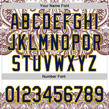 Load image into Gallery viewer, Custom White Navy Red-Yellow 3D Pattern Design Burner Costumes Paisley Bandana Authentic Baseball Jersey
