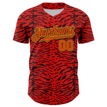 Load image into Gallery viewer, Custom Red Orange Black-Yellow 3D Pattern Design Burner Costumes Animal Tiger Print Authentic Baseball Jersey
