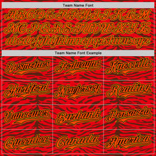 Load image into Gallery viewer, Custom Red Orange Black-Yellow 3D Pattern Design Burner Costumes Animal Tiger Print Authentic Baseball Jersey
