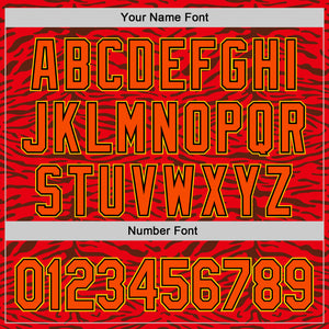 Custom Red Orange Black-Yellow 3D Pattern Design Burner Costumes Animal Tiger Print Authentic Baseball Jersey