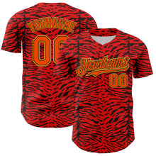Load image into Gallery viewer, Custom Red Orange Black-Yellow 3D Pattern Design Burner Costumes Animal Tiger Print Authentic Baseball Jersey
