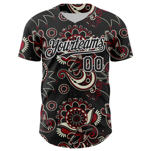 Custom Black White 3D Pattern Design Burner Costumes Paisley Bandana Authentic Baseball Jersey