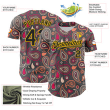 Charger l&#39;image dans la galerie, Custom Steel Gray Black-Yellow 3D Pattern Design Burner Costumes Paisley Bandana Authentic Baseball Jersey
