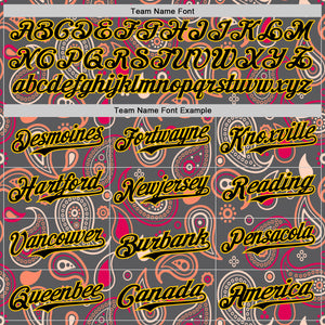 Custom Steel Gray Black-Yellow 3D Pattern Design Burner Costumes Paisley Bandana Authentic Baseball Jersey