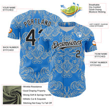 Load image into Gallery viewer, Custom Electric Blue Black-White 3D Pattern Design Burner Costumes Paisley Bandana Authentic Baseball Jersey
