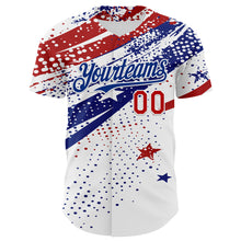 Charger l&#39;image dans la galerie, Custom White Red-Royal 3D American Flag America-Inspired Authentic Baseball Jersey
