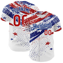 Charger l&#39;image dans la galerie, Custom White Red-Royal 3D American Flag America-Inspired Authentic Baseball Jersey
