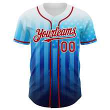 Charger l&#39;image dans la galerie, Custom White Red-Blue 3D American Flag Authentic Baseball Jersey
