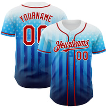 Charger l&#39;image dans la galerie, Custom White Red-Blue 3D American Flag Authentic Baseball Jersey

