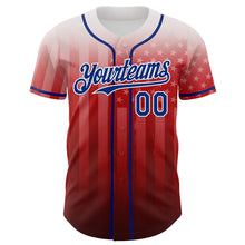 Load image into Gallery viewer, Custom White Royal-Red 3D American Flag Authentic Baseball Jersey
