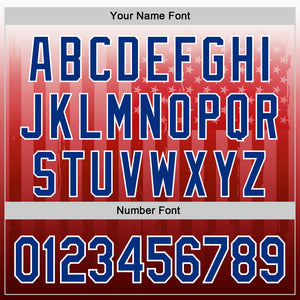 Custom White Royal-Red 3D American Flag Authentic Baseball Jersey