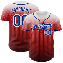 Load image into Gallery viewer, Custom White Royal-Red 3D American Flag Authentic Baseball Jersey
