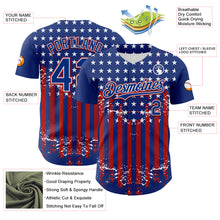 Load image into Gallery viewer, Custom Royal Red-White 3D Retro American Flag Authentic Baseball Jersey
