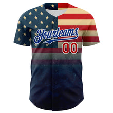 Charger l&#39;image dans la galerie, Custom Navy Red Royal-White 3D Gradient Retro American Flag Authentic Baseball Jersey
