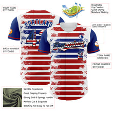 Charger l&#39;image dans la galerie, Custom White USA Flag Red Royal-Black 3D Gradient Retro Stripe American Flag Authentic Baseball Jersey
