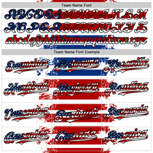 Charger l&#39;image dans la galerie, Custom White USA Flag Red Royal-Black 3D Gradient Retro Stripe American Flag Authentic Baseball Jersey
