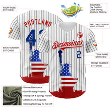 Charger l&#39;image dans la galerie, Custom White Black Pinstripe Royal-Red 3D American Flag Statue Of Liberty Authentic Baseball Jersey

