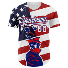 Charger l&#39;image dans la galerie, Custom White Royal-Fire Red 3D Retro American Flag Salute Authentic Baseball Jersey
