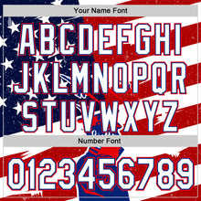 Charger l&#39;image dans la galerie, Custom White Royal-Fire Red 3D Retro American Flag Salute Authentic Baseball Jersey
