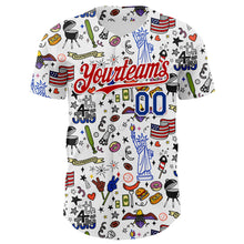 Charger l&#39;image dans la galerie, Custom White Royal-Red 3D American Flag Independence Day National Symbols Authentic Baseball Jersey
