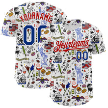 Charger l&#39;image dans la galerie, Custom White Royal-Red 3D American Flag Independence Day National Symbols Authentic Baseball Jersey
