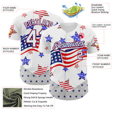 Charger l&#39;image dans la galerie, Custom White Royal-Fire Red 3D American Flag Stars Authentic Baseball Jersey
