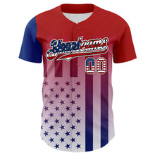 Загрузить изображение в средство просмотра галереи, Custom Red USA Flag Royal Black-White 3D Gradient American Flag Authentic Baseball Jersey
