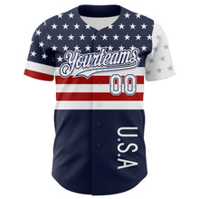 Charger l&#39;image dans la galerie, Custom Navy Star Red-White 3D American Flag Authentic Baseball Jersey
